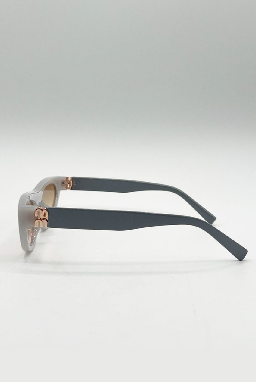 Retro Oval Sunglasses In Light Grey SG2510907