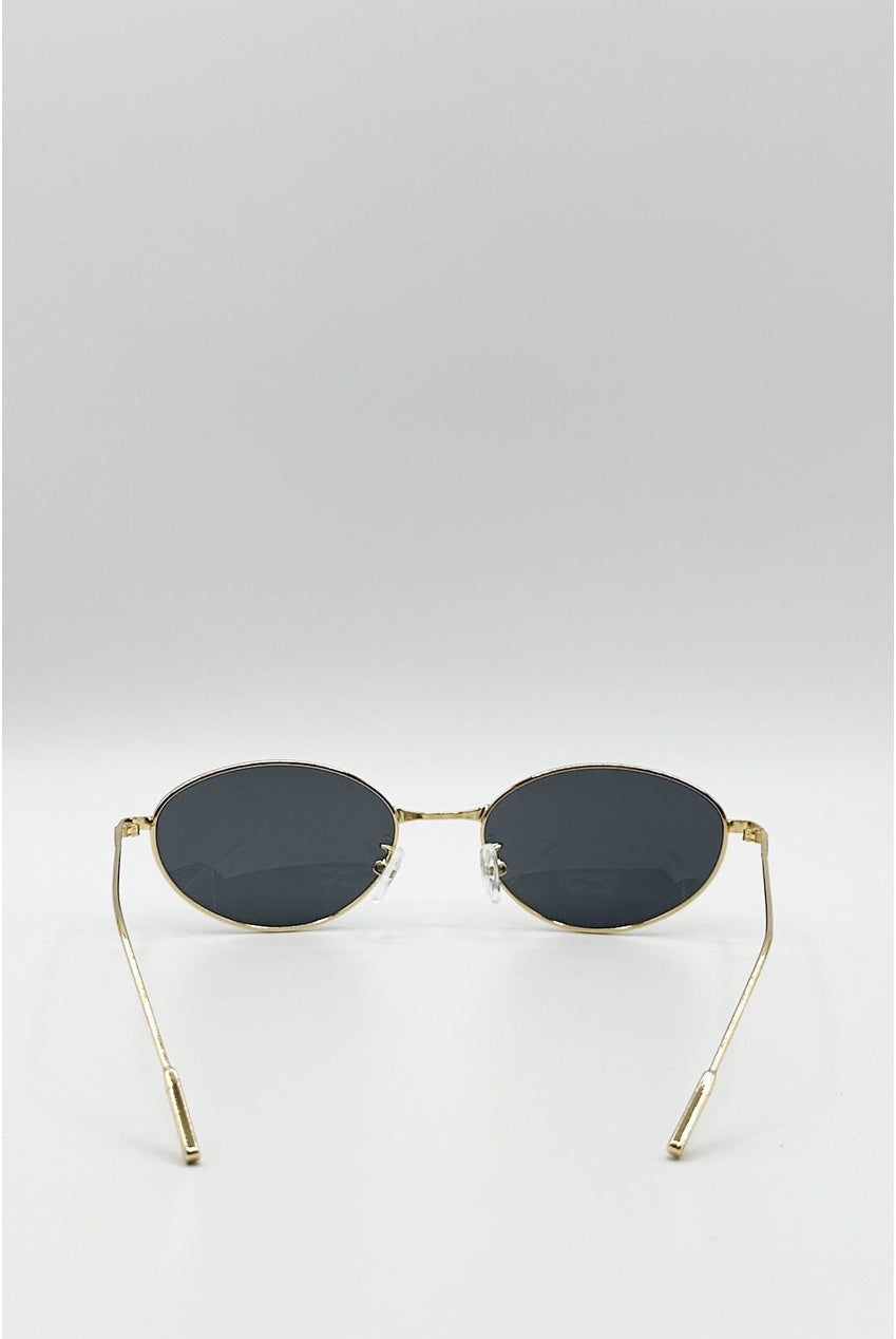 Metal Oval Cat Eye Sunglasses In Black SG2600002