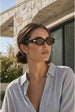 Oval Metal Detail Sunglasses In Black by SVNX