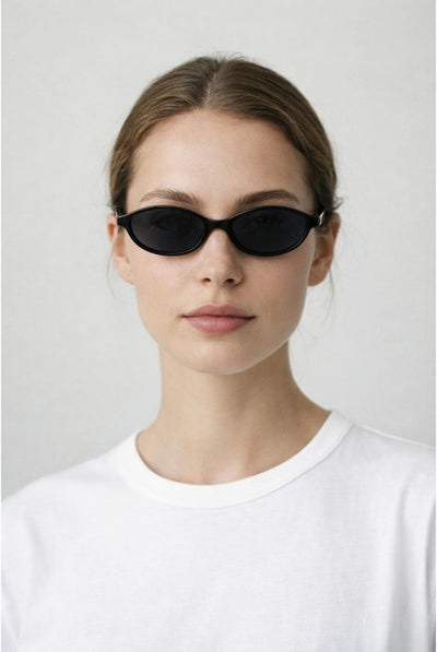 Black - Oval Sunglasses In Black by SVNX