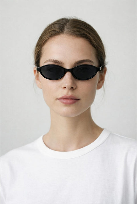 Oval Sunglasses In Black by SVNX