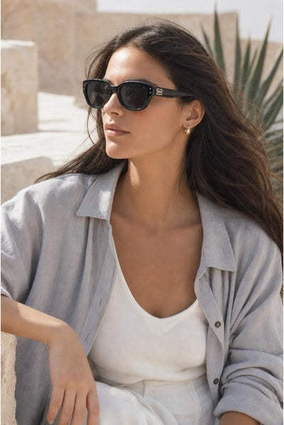 Black - Classic Square Cat Eye Sunglasses In Black by SVNX