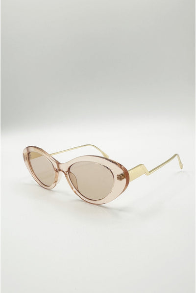 Champagne - Cat Eye Metal Side Detail Sunglasses In Champagne by SVNX