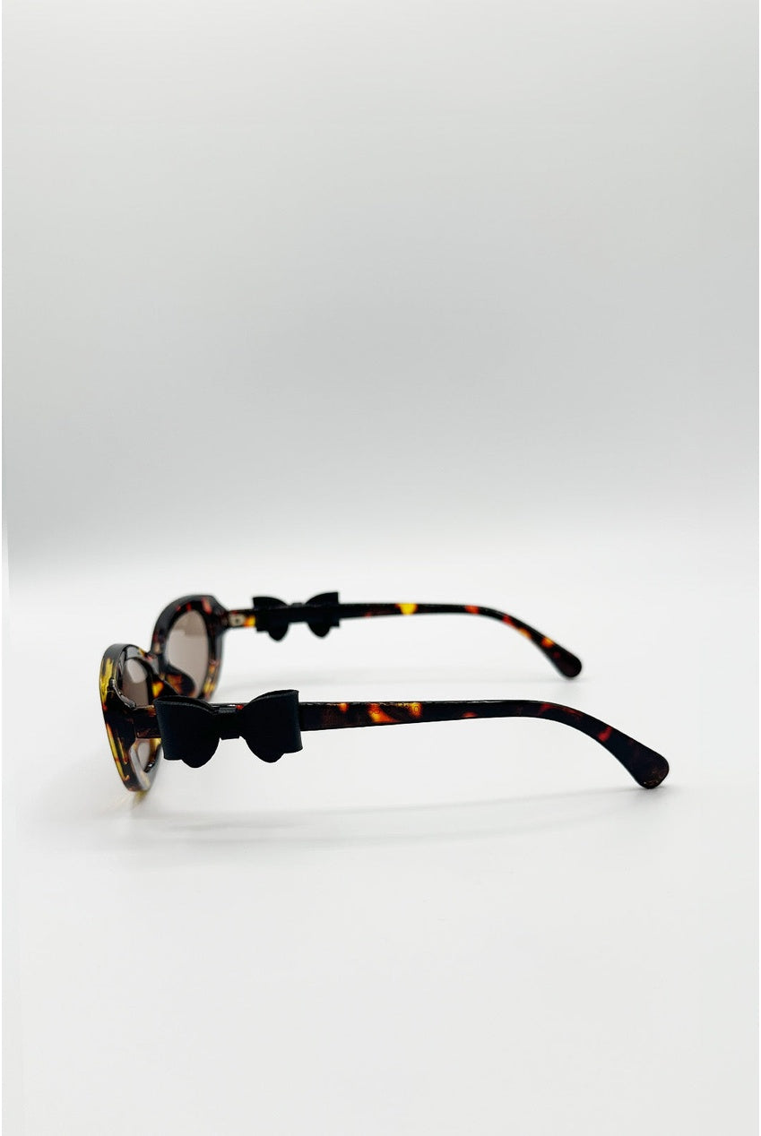 Bow Side Detail Sunglasses In Tortoiseshell - Removeable Bow SG2601005