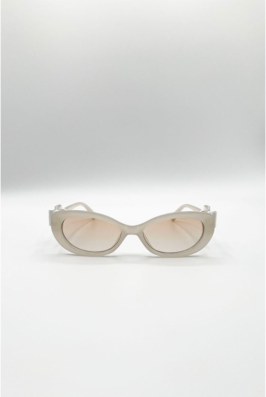 Bow Side Detail Sunglasses In Nude - Removeable Bow SG2601034
