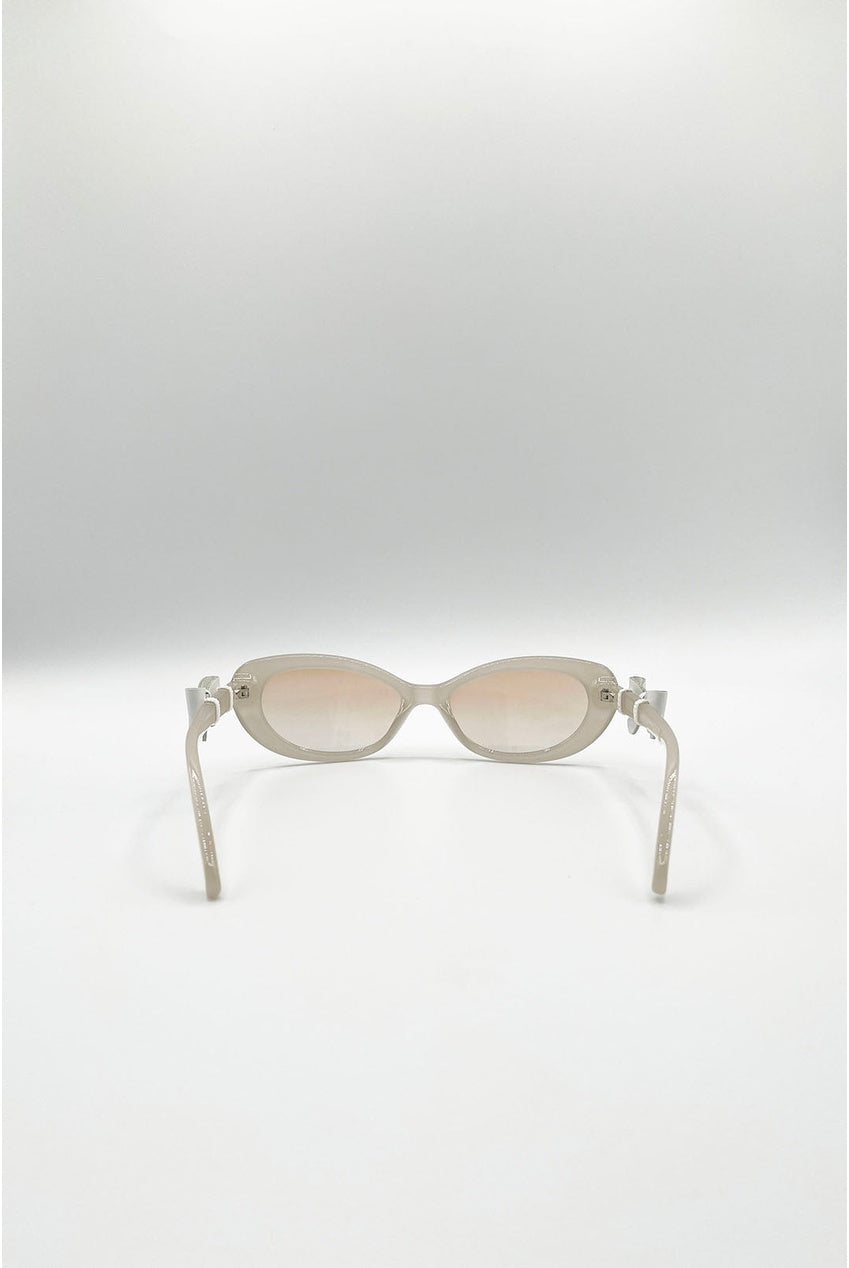 Bow Side Detail Sunglasses In Nude - Removeable Bow SG2601034