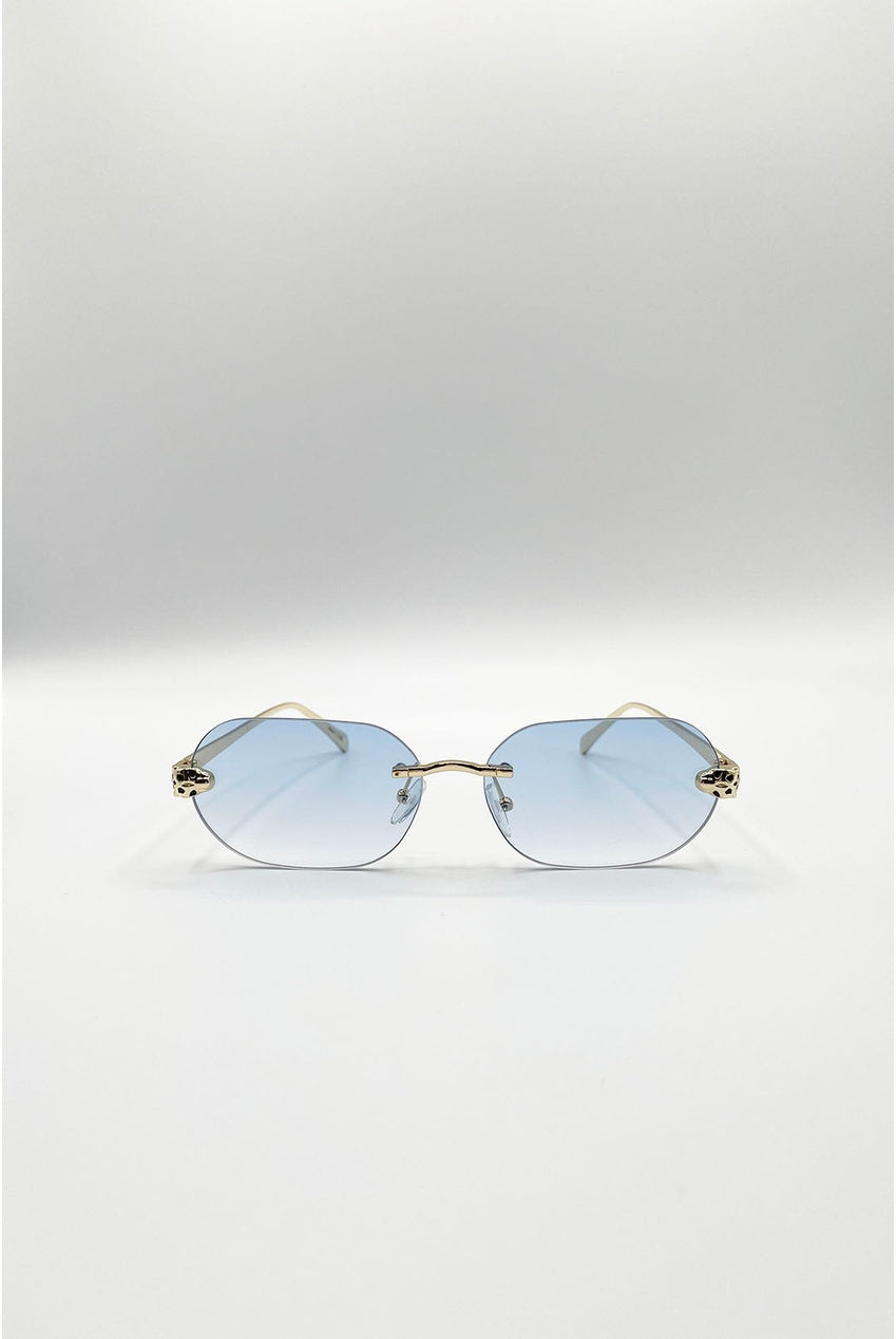 Jaguar Detail Rimless Sunglasses In Blue SG2601120