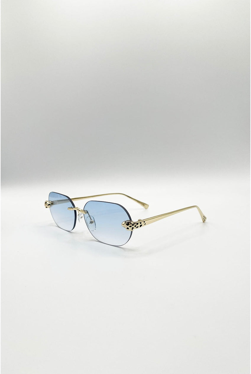 Jaguar Detail Rimless Sunglasses In Blue SG2601120