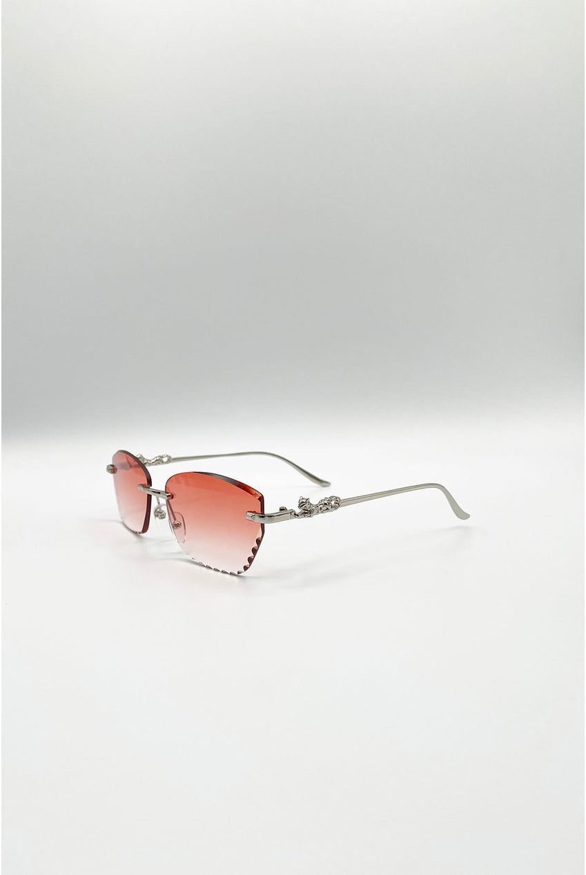 Cat Eye Rimless Sunglasses In Orange SG2601213