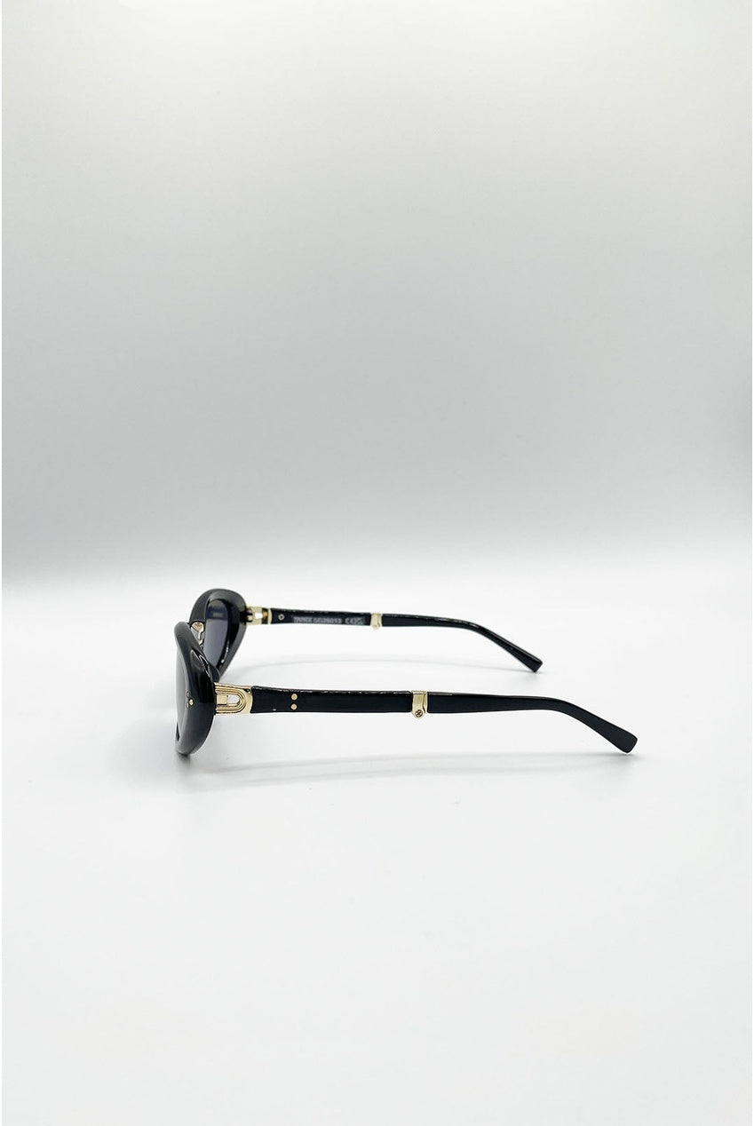 Oval Foldable Sunglasses In Black SG2601302