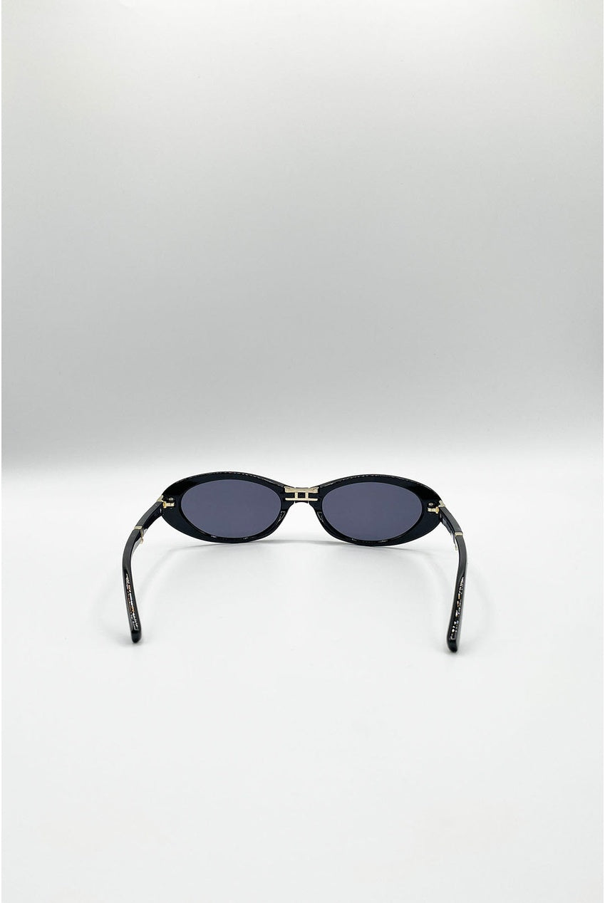 Oval Foldable Sunglasses In Black SG2601302