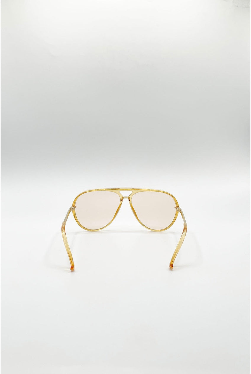 Bold Aviator Metal Arm Sunglasses In Champagne SG2601634