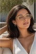Bold Aviator Metal Arm Sunglasses In Champagne by SVNX