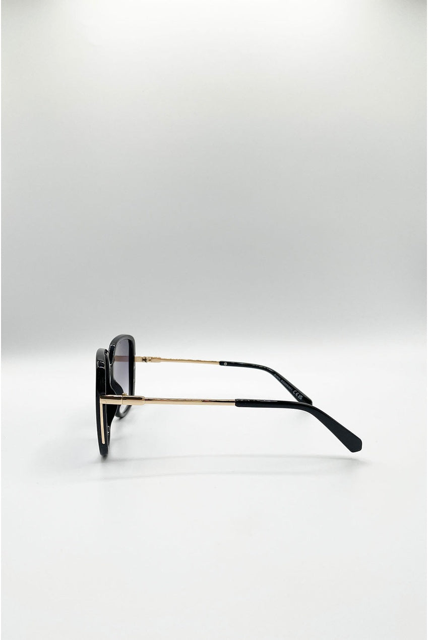 Oversized Square Sunglasses In Black Grey SG2601702
