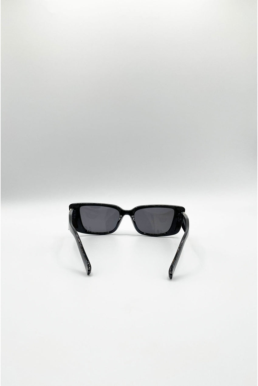 Rectangle Cateye Side Detail Sunglasses In Black/Gold SG2601802