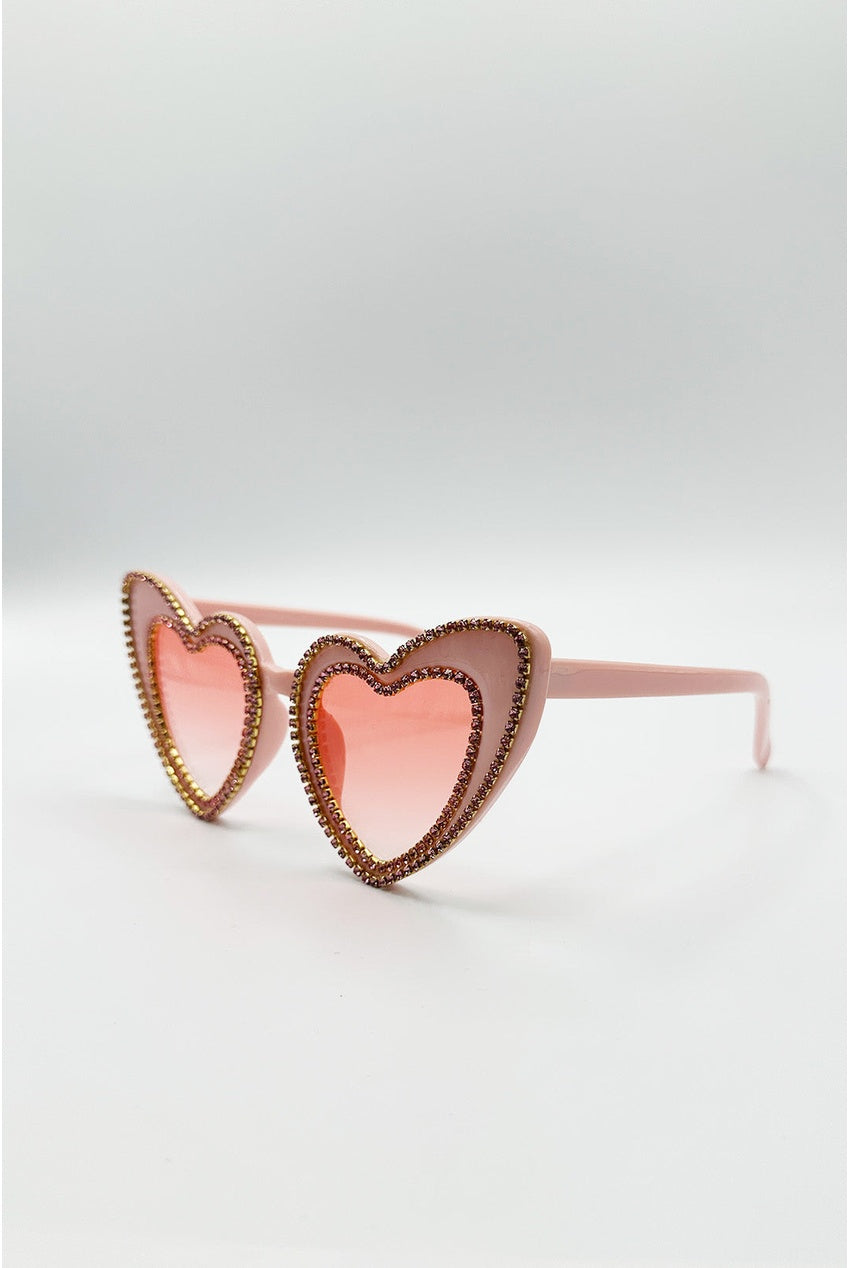 Heart Shape Sunglasses In Pink SG2601909
