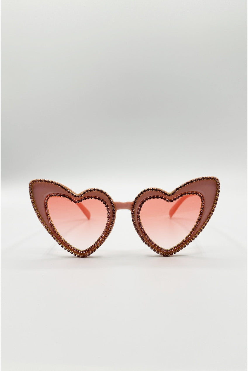 Heart Shape Sunglasses In Pink SG2601909