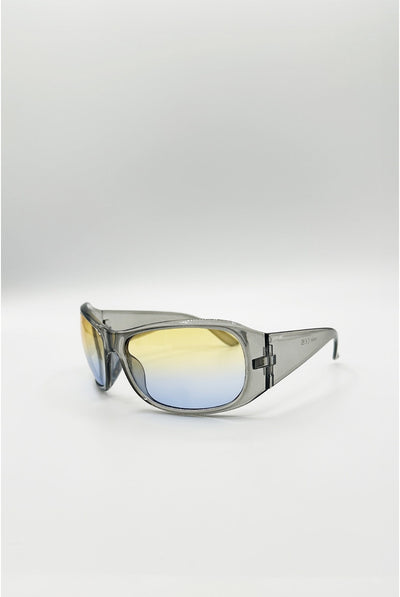 Silver - Oversized Racer Sunglasses In Silver by SVNX