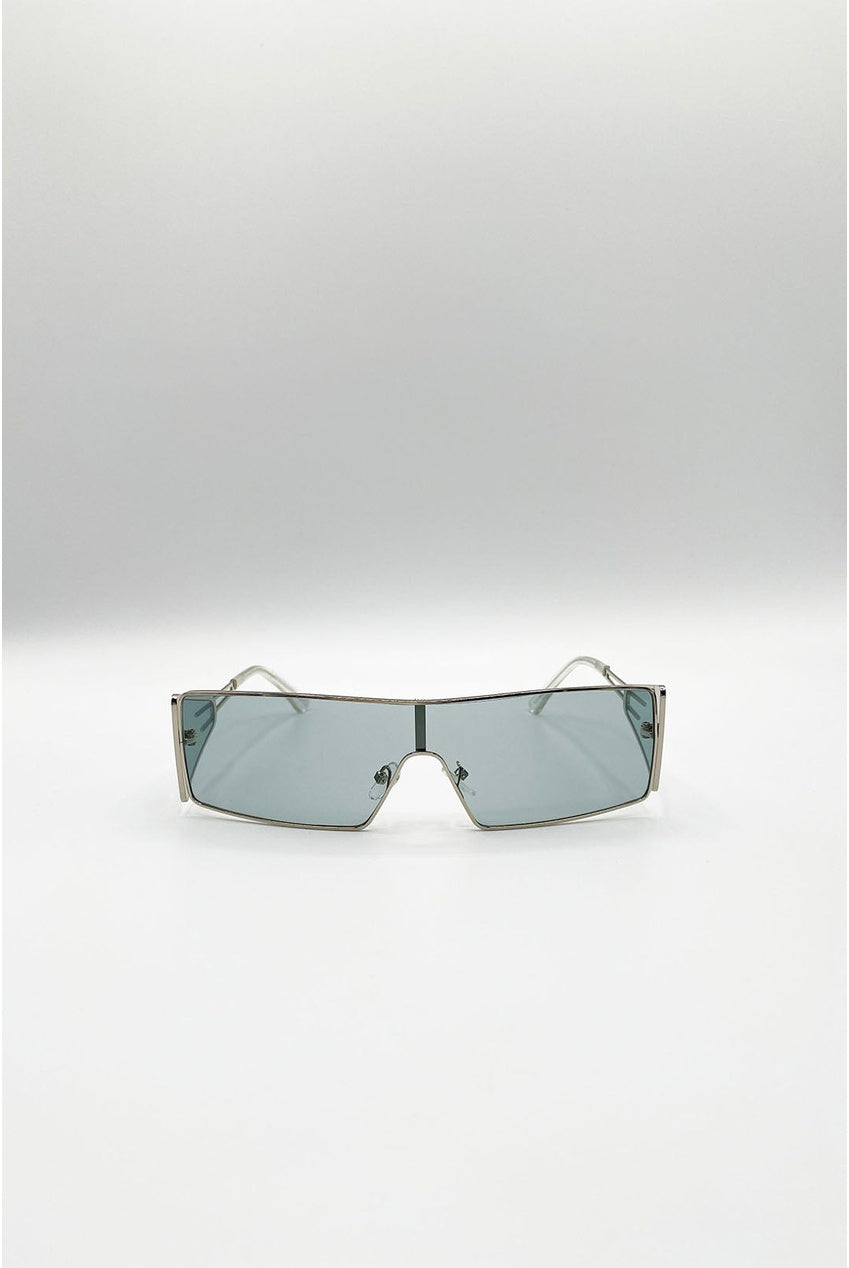 Retangle Flattop Metal Sunglasses In Black SG2603402