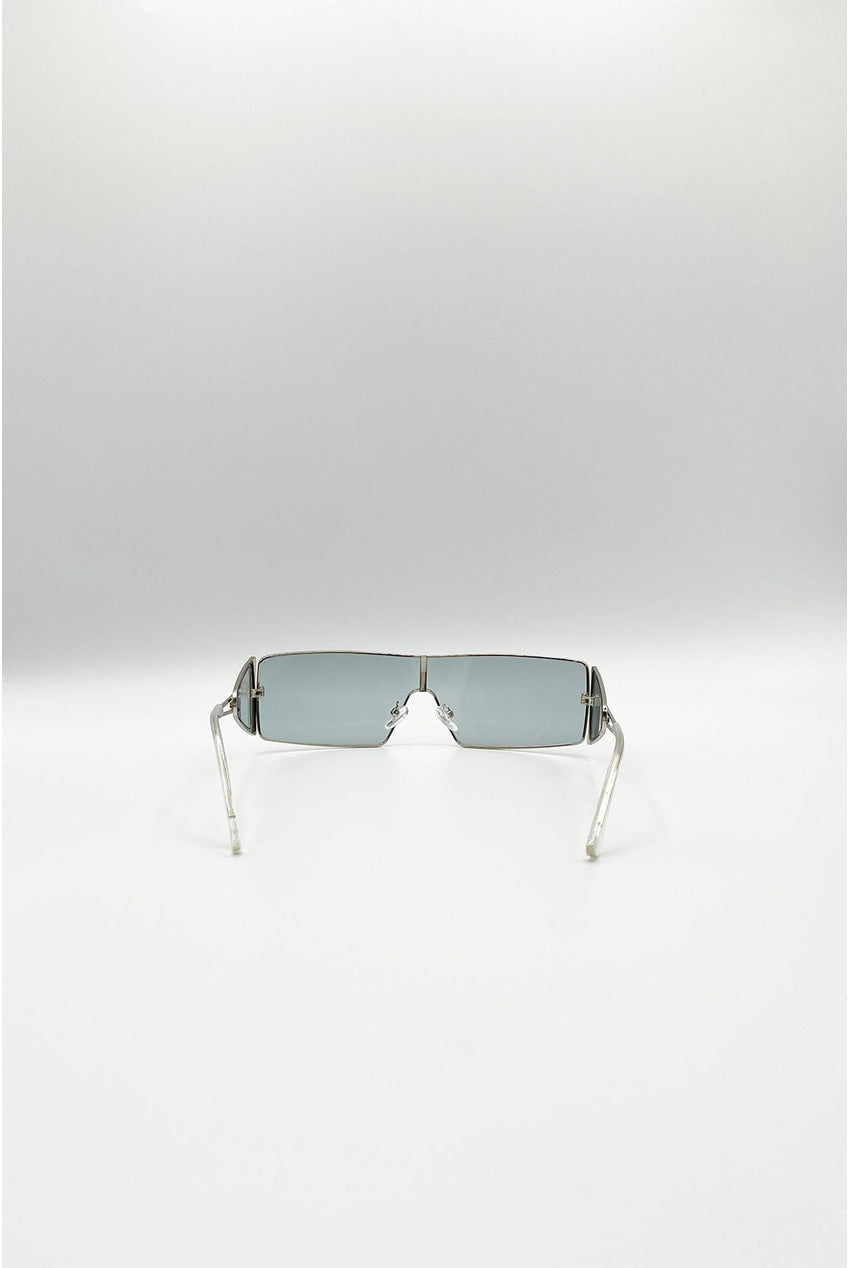 Retangle Flattop Metal Sunglasses In Black SG2603402