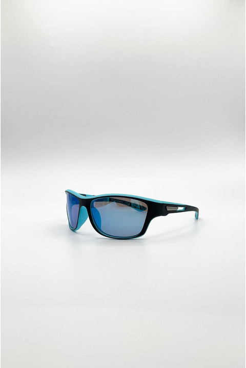 Basic Outdoor Sports Racer Sunglasses In Blue With Case by SVNX