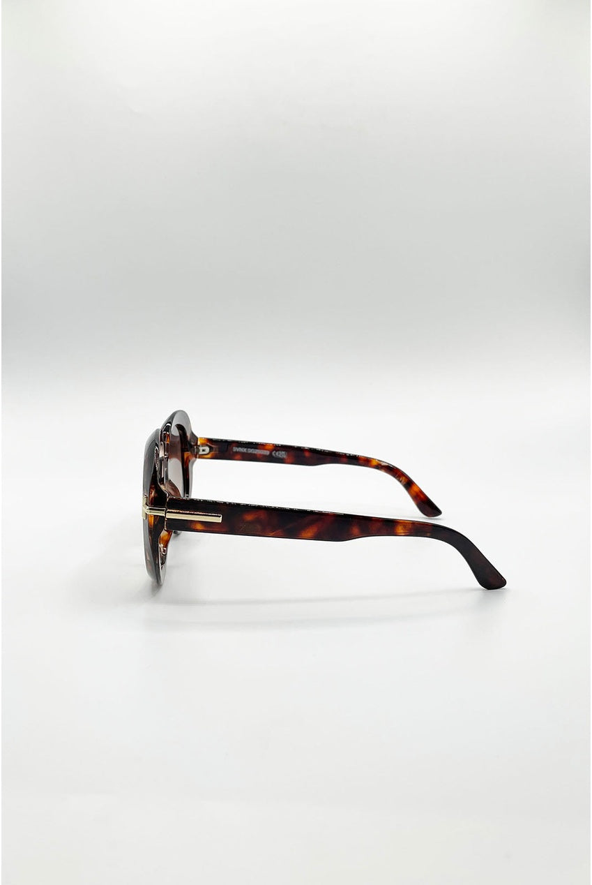 Bold Round Oversized Sunglasses In Tortoiseshell SG2603905