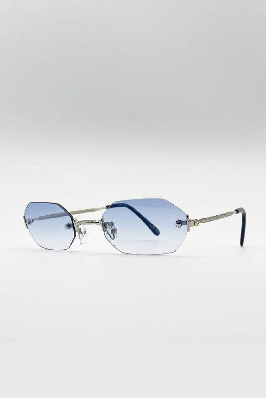 Rimless Oval Hexagon Sunglasses SG2604020