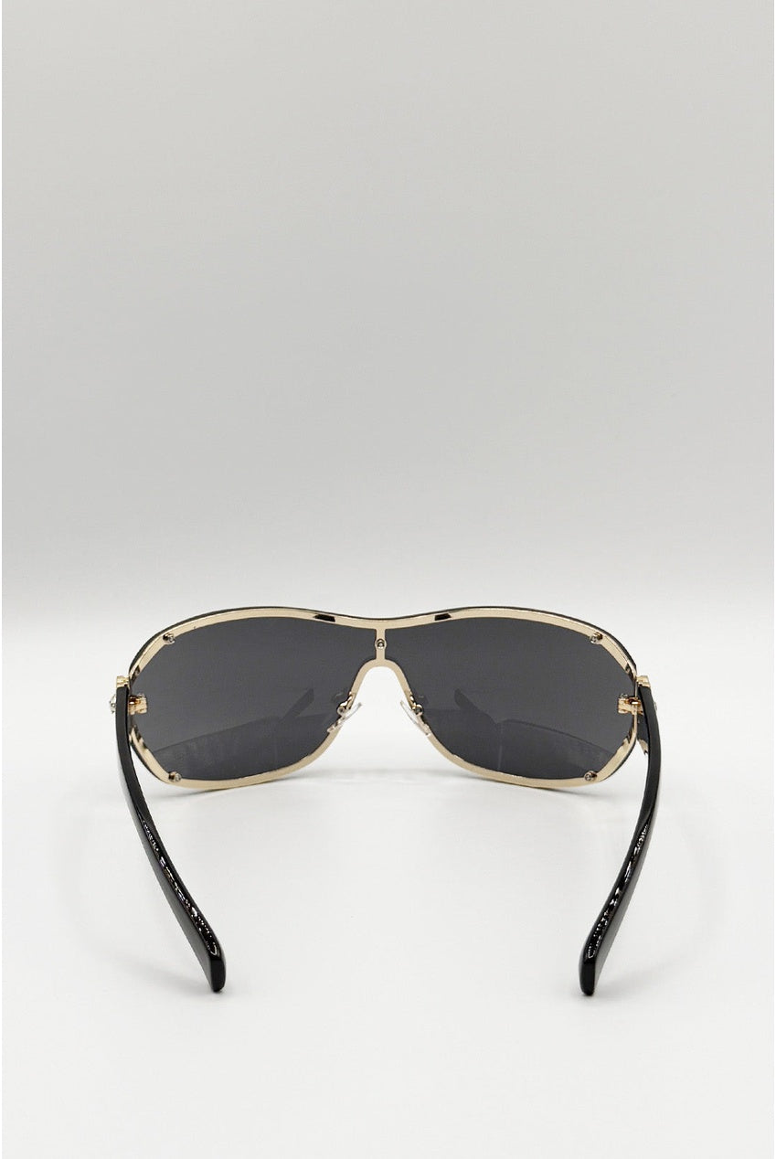 Vintage Rose Wrap Around Sunglasses In Black SG2604102