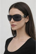 Vintage Rose Wrap Around Sunglasses In Black by SVNX