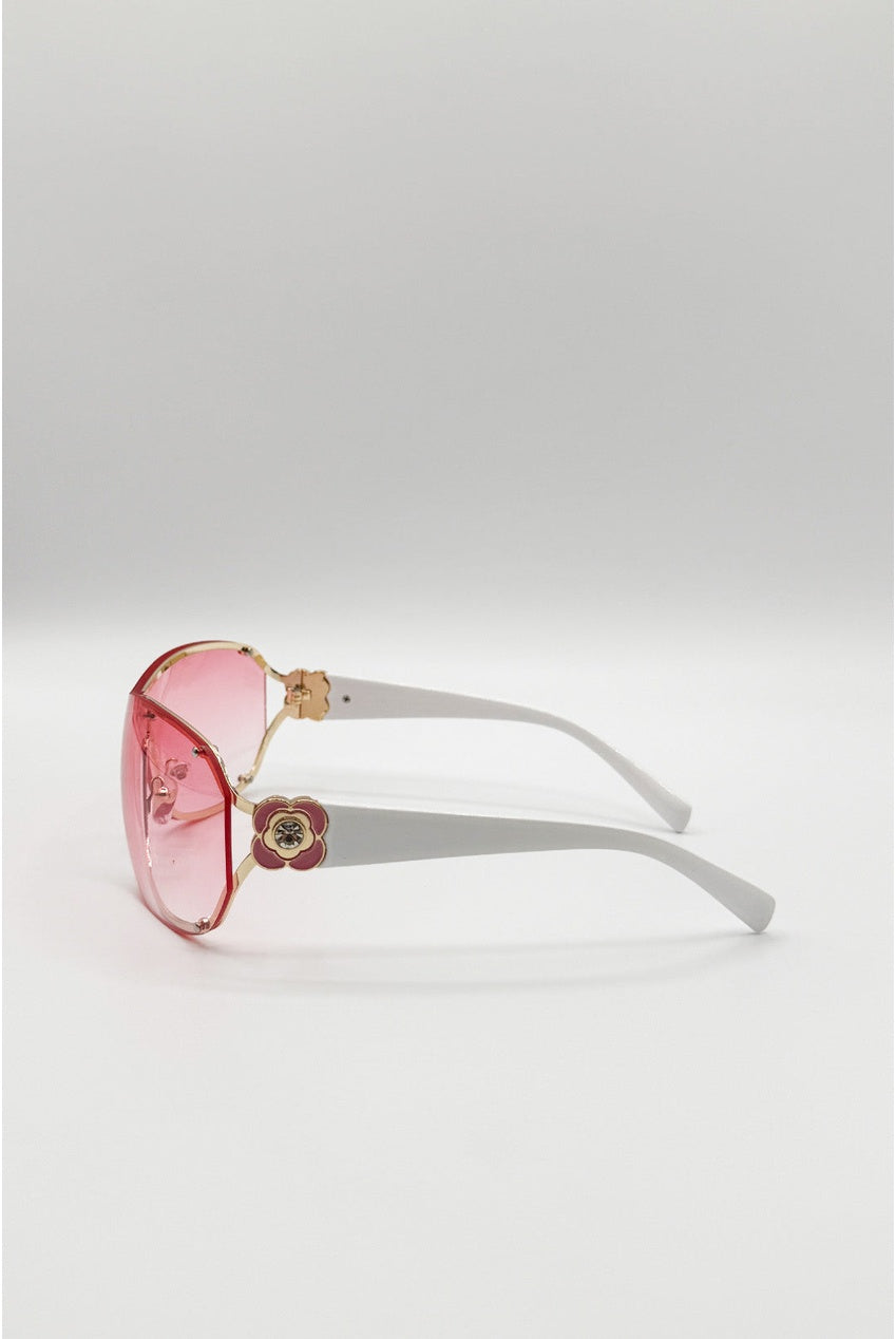 Vintage Rose Wrap Around Sunglasses In Pink SG2604109