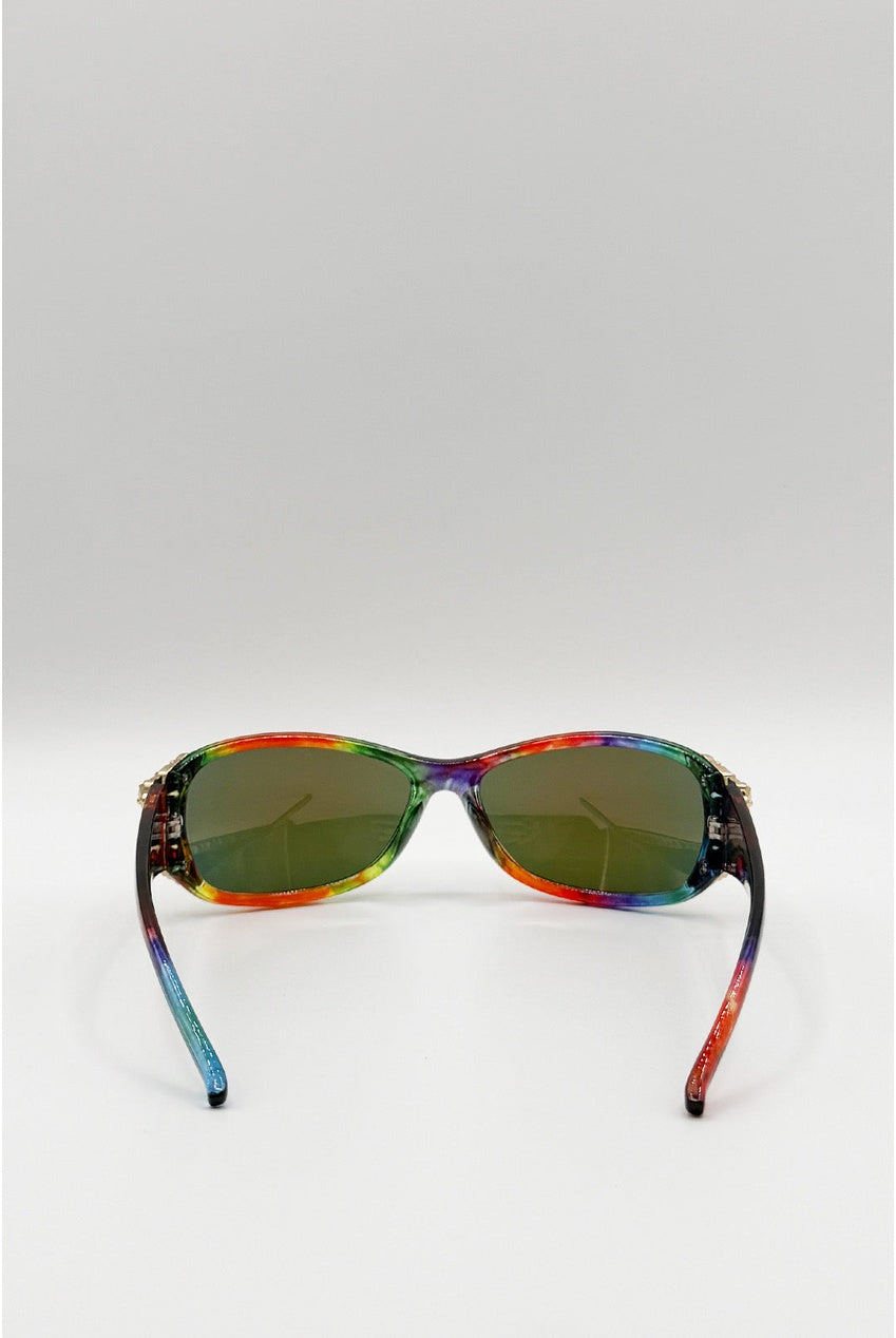 Vintage Wrap Around With Butterfly Detail Sunglasses In Multi SG2604201