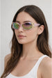 Vintage Wrap Around With Butterfly Detail Sunglasses In Pink Multi by SVNX
