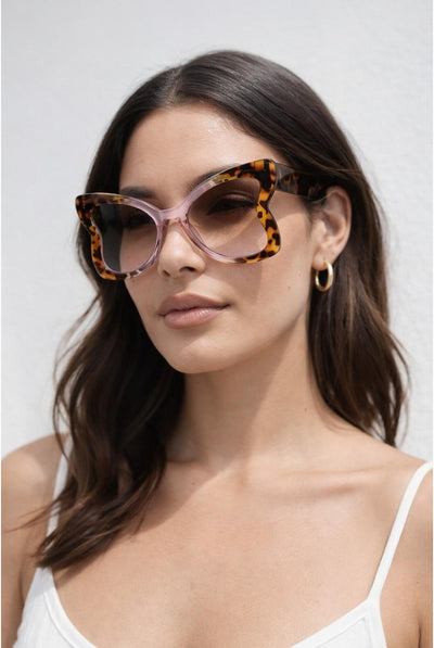 Tortoiseshell - Oversized Butterfly Sunglasses In Pink Brown Leopard by SVNX