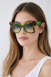 Oversized Butterfly Sunglasses In Green Leopard by SVNX