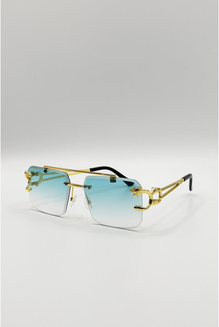 Rimeless Navigator With Side Detail Sunglasses In Blue SG2604720