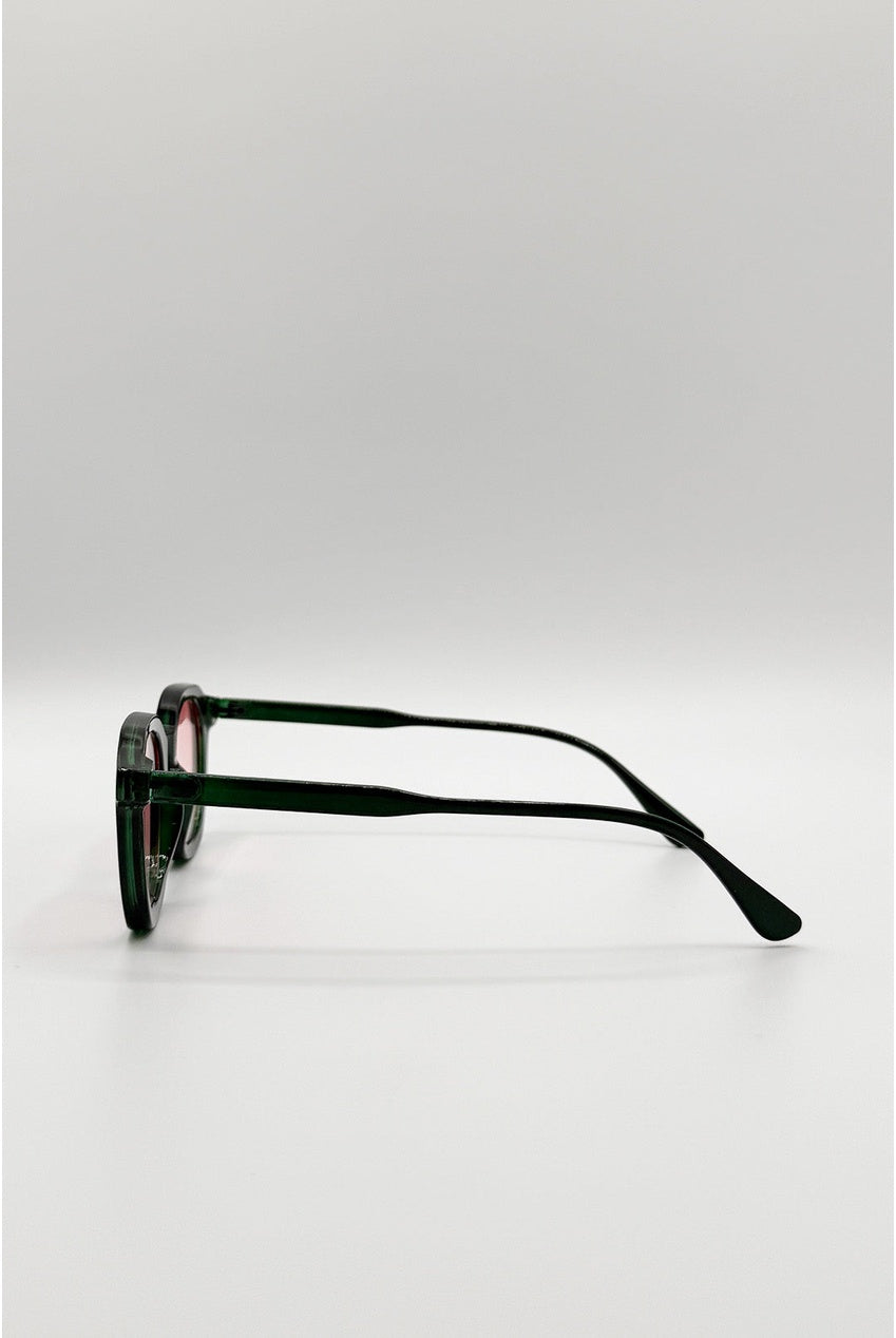 Bold Preppy Sunglasses In Green Pink SG2604917