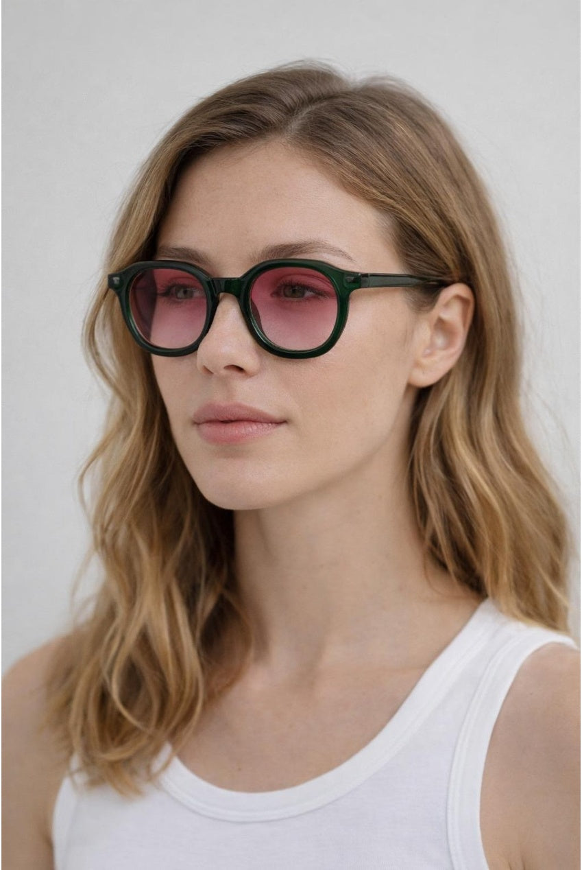 Bold Preppy Sunglasses In Green Pink SG2604917