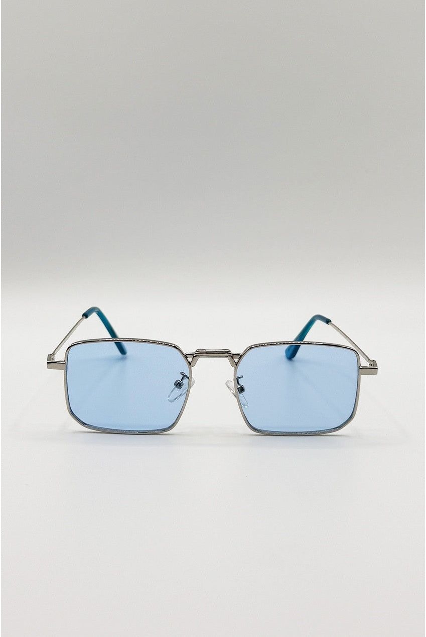 Vintage Metal Square Sunglasses In Blue SG2605020