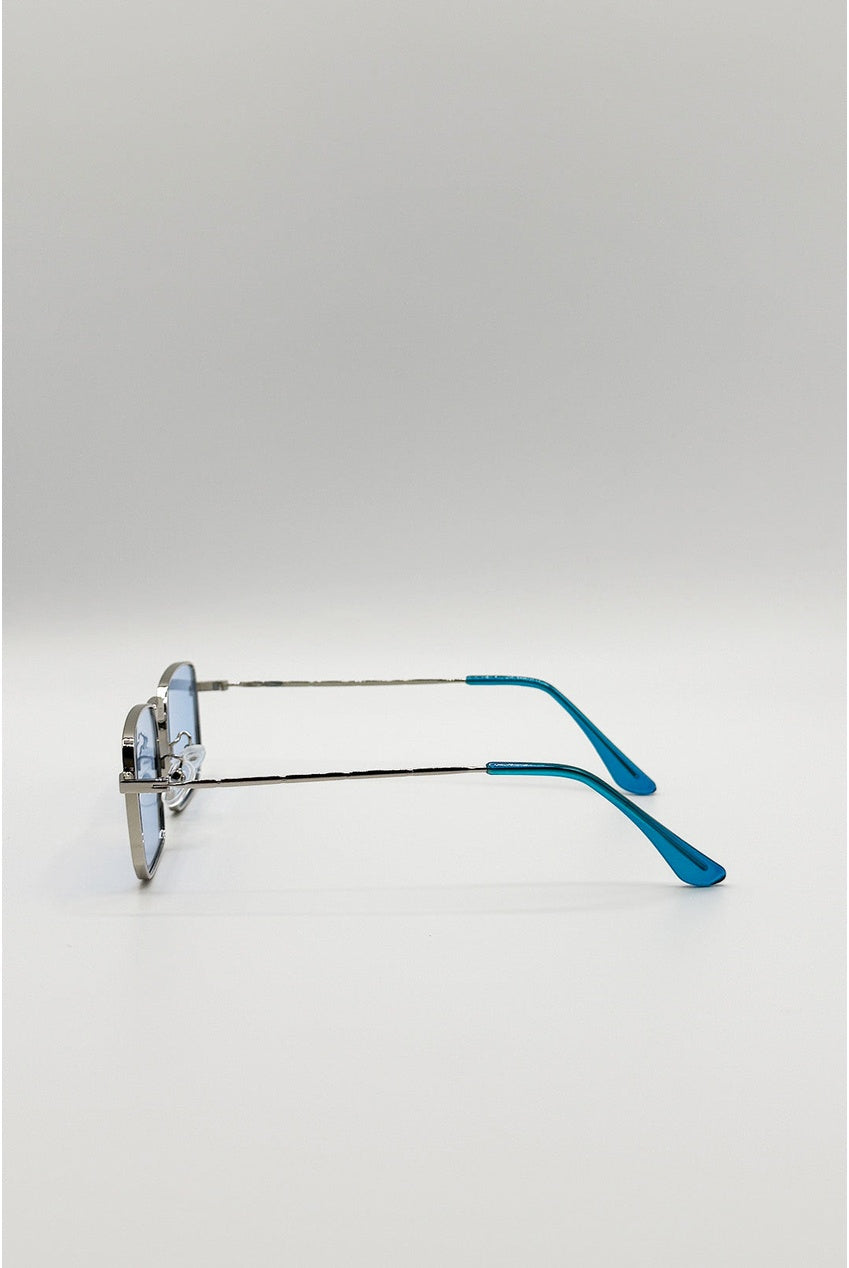 Vintage Metal Square Sunglasses In Blue SG2605020