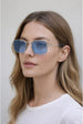 Vintage Metal Square Sunglasses In Blue by SVNX
