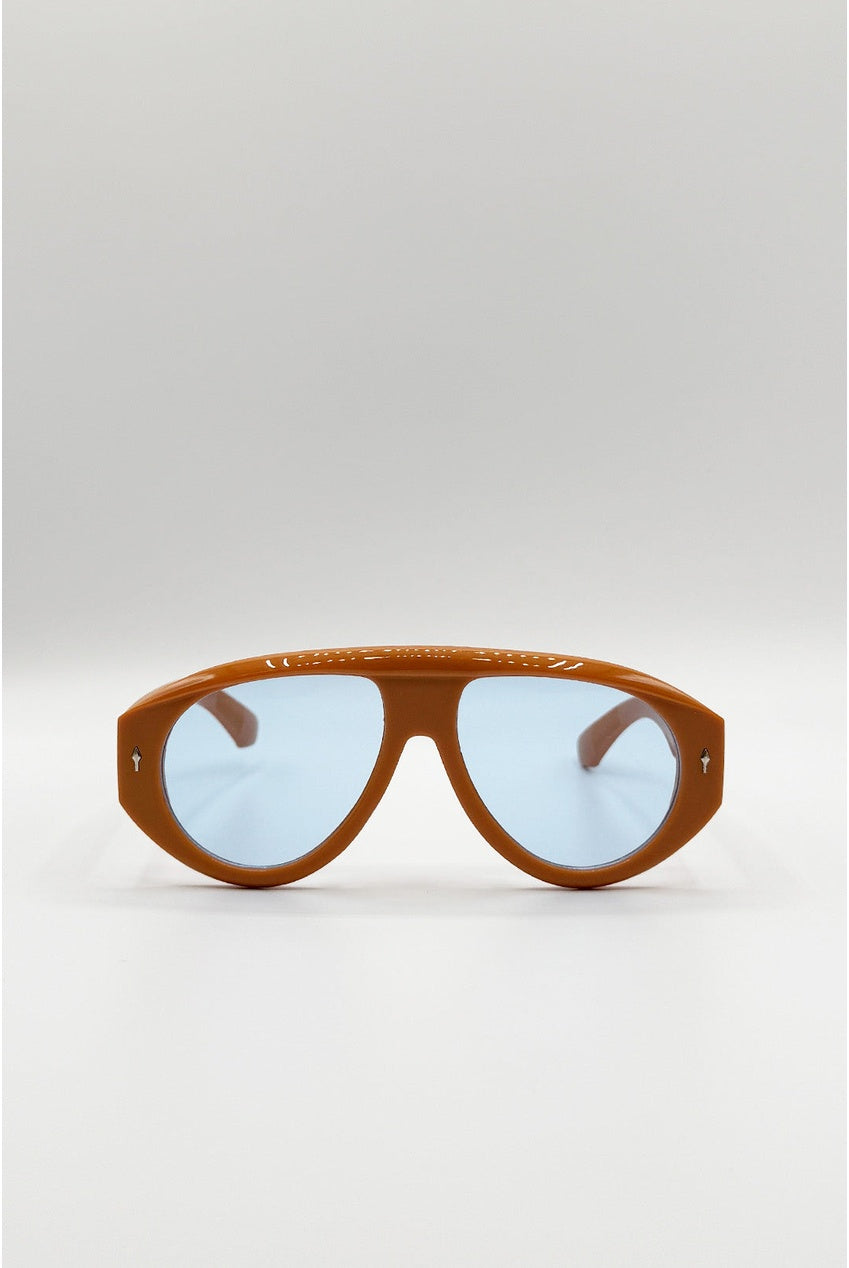 Oversized Bold Aviator Sunglasses In Orange SG2605413