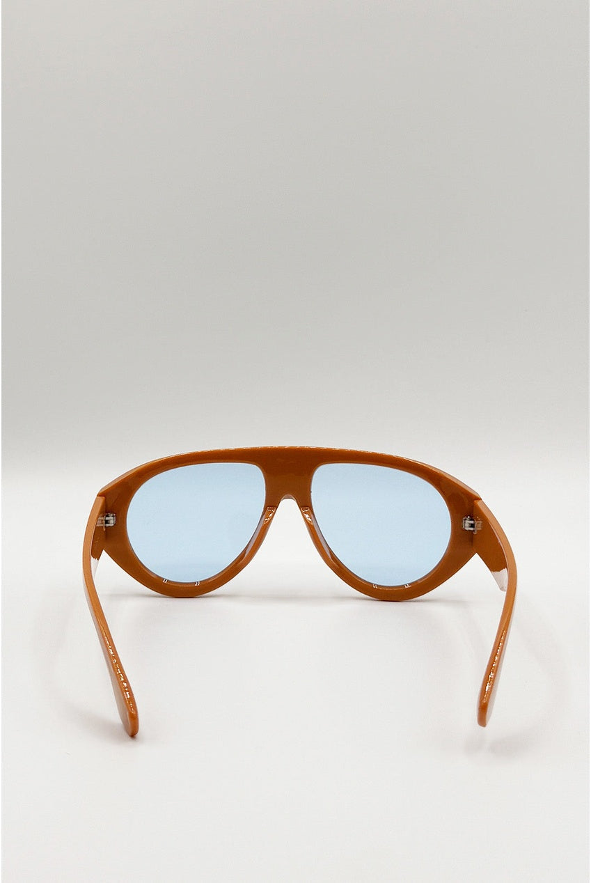 Oversized Bold Aviator Sunglasses In Orange SG2605413
