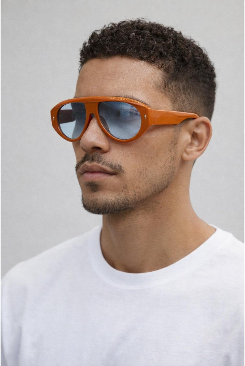 Oversized Bold Aviator Sunglasses In Orange SG2605413