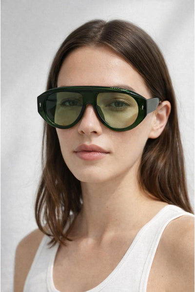 Green - Oversized Bold Aviator Sunglasses In Green by SVNX
