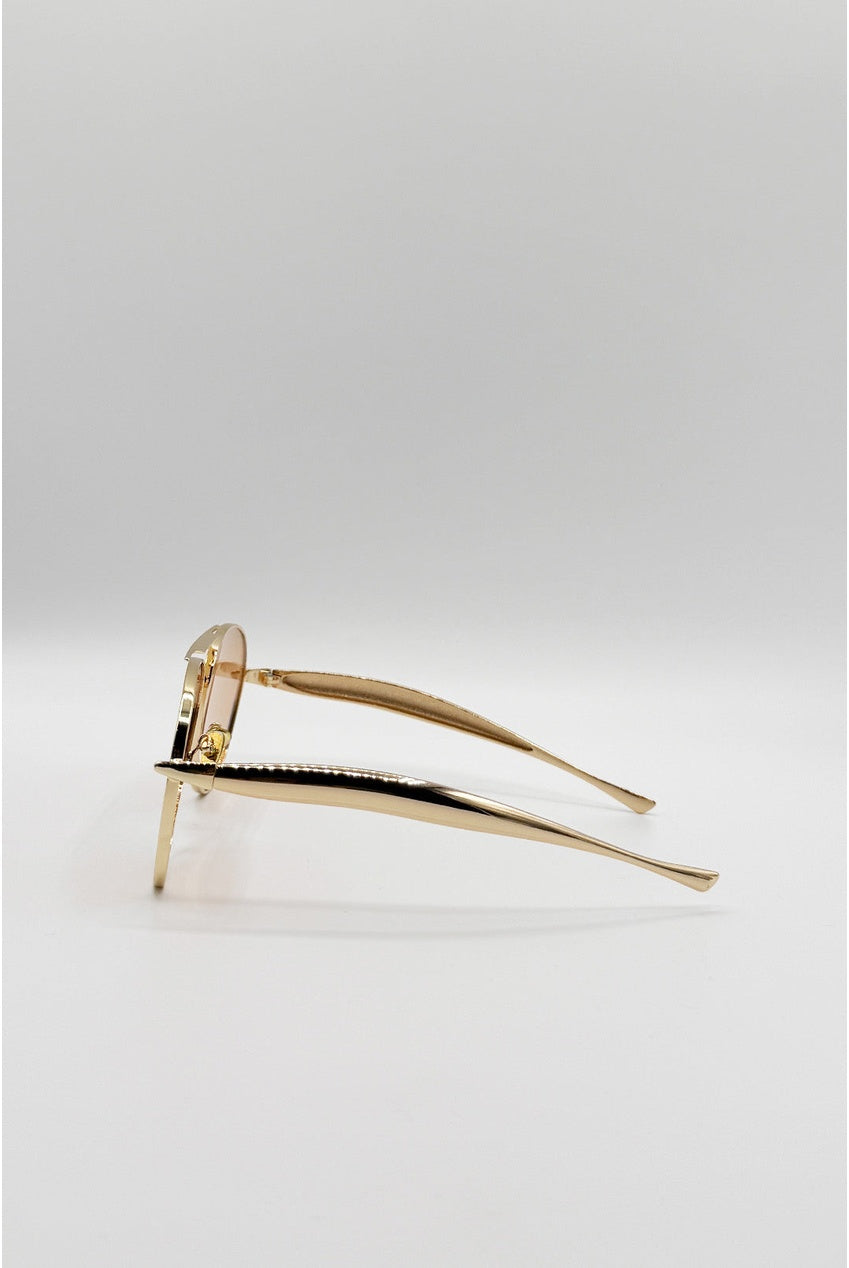 Metal Aviator Sunglasses With Chunky Arm SG2605606