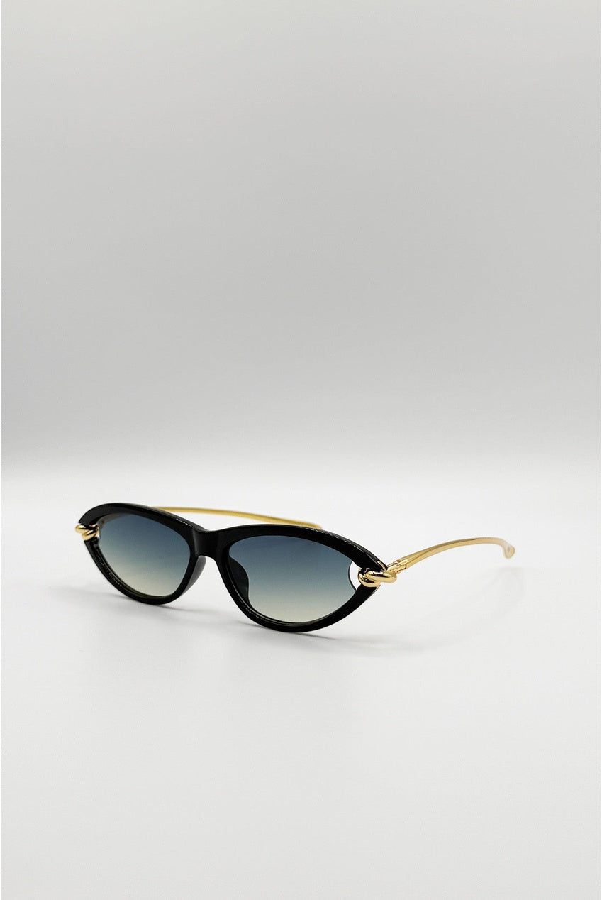 Bold Oval Angular Sunglasses In Black SG2605702