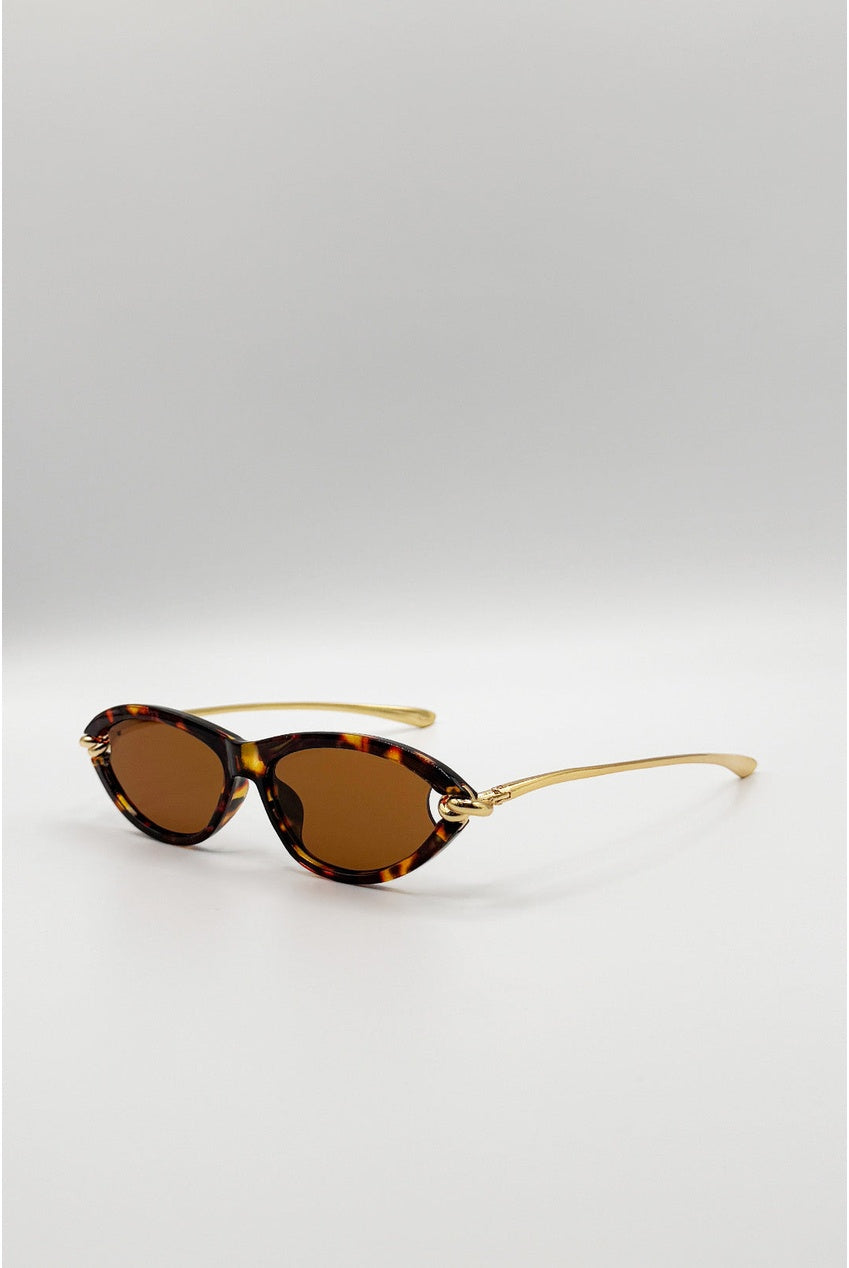 Bold Oval Angular Sunglasses In Tortoiseshell SG2605705