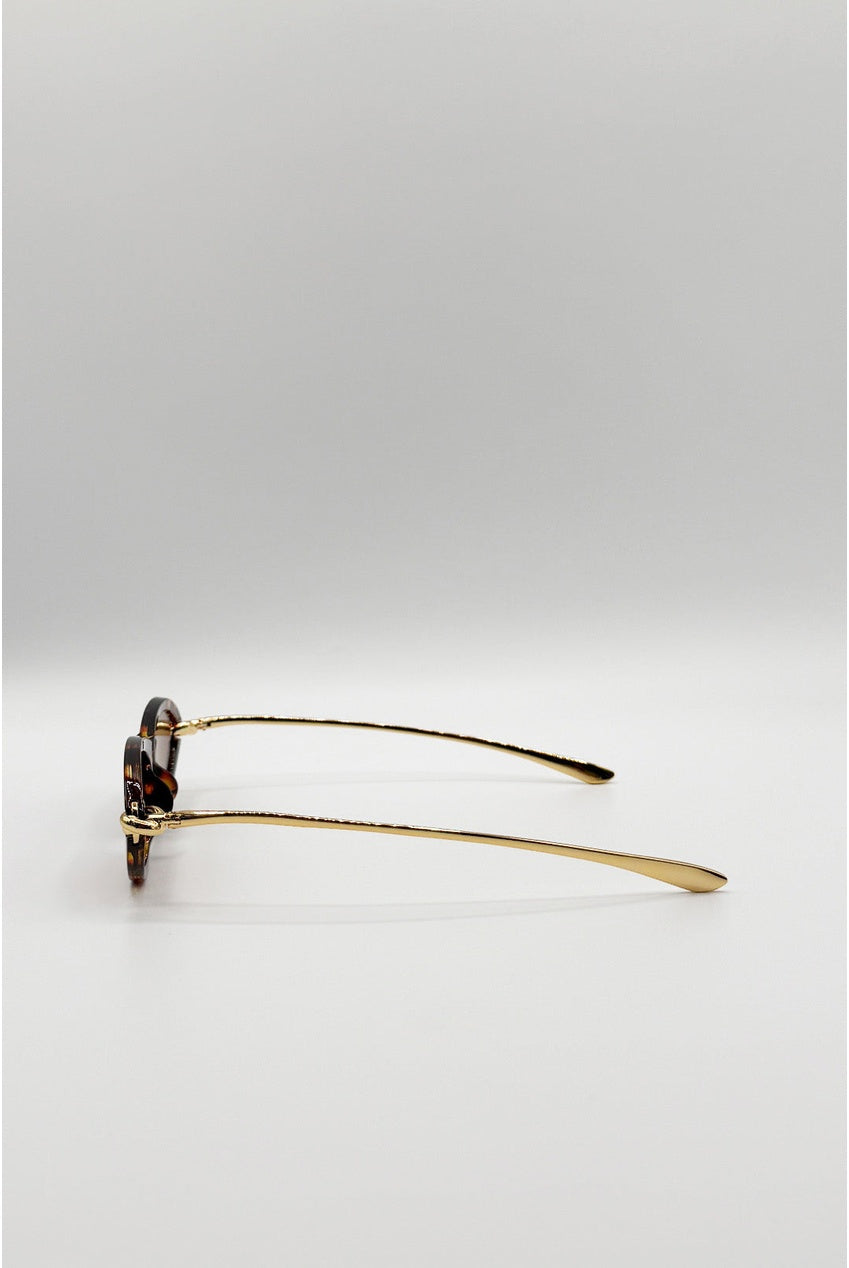 Bold Oval Angular Sunglasses In Tortoiseshell SG2605705