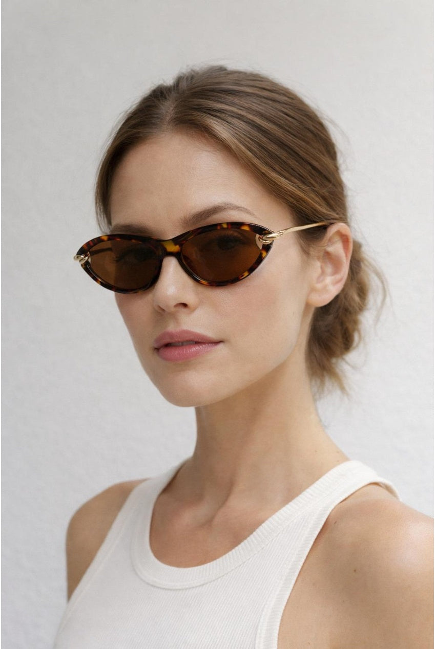 Bold Oval Angular Sunglasses In Tortoiseshell SG2605705