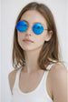 Round Metal Sunglasses In Shiny Silver by SVNX